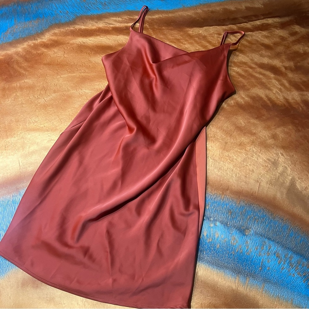 Urban Outfitters Satin Slip Dress large mini Rust